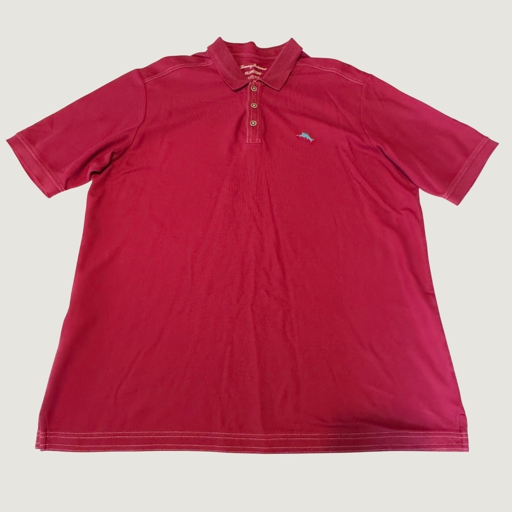 Tommy Bahama IslandZone Supima Cotton Polo Shirt Wine Red Mens XL Short Sleeve